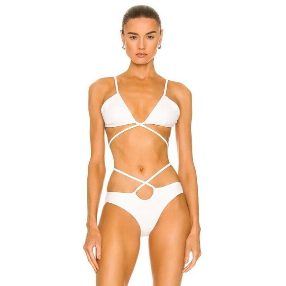 CHRISTOPHER ESBER Looped Tie Bikini Bottom in White 2 New Womens Swimsuit - Picture 1 of 11